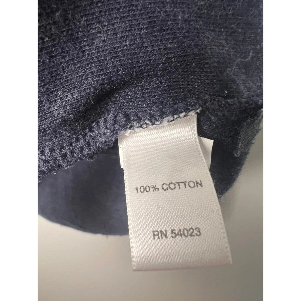 Banana‎ Republic 1/4 Zip Sweater Men M Navy Blue Striped Cotton Pullover Preppy